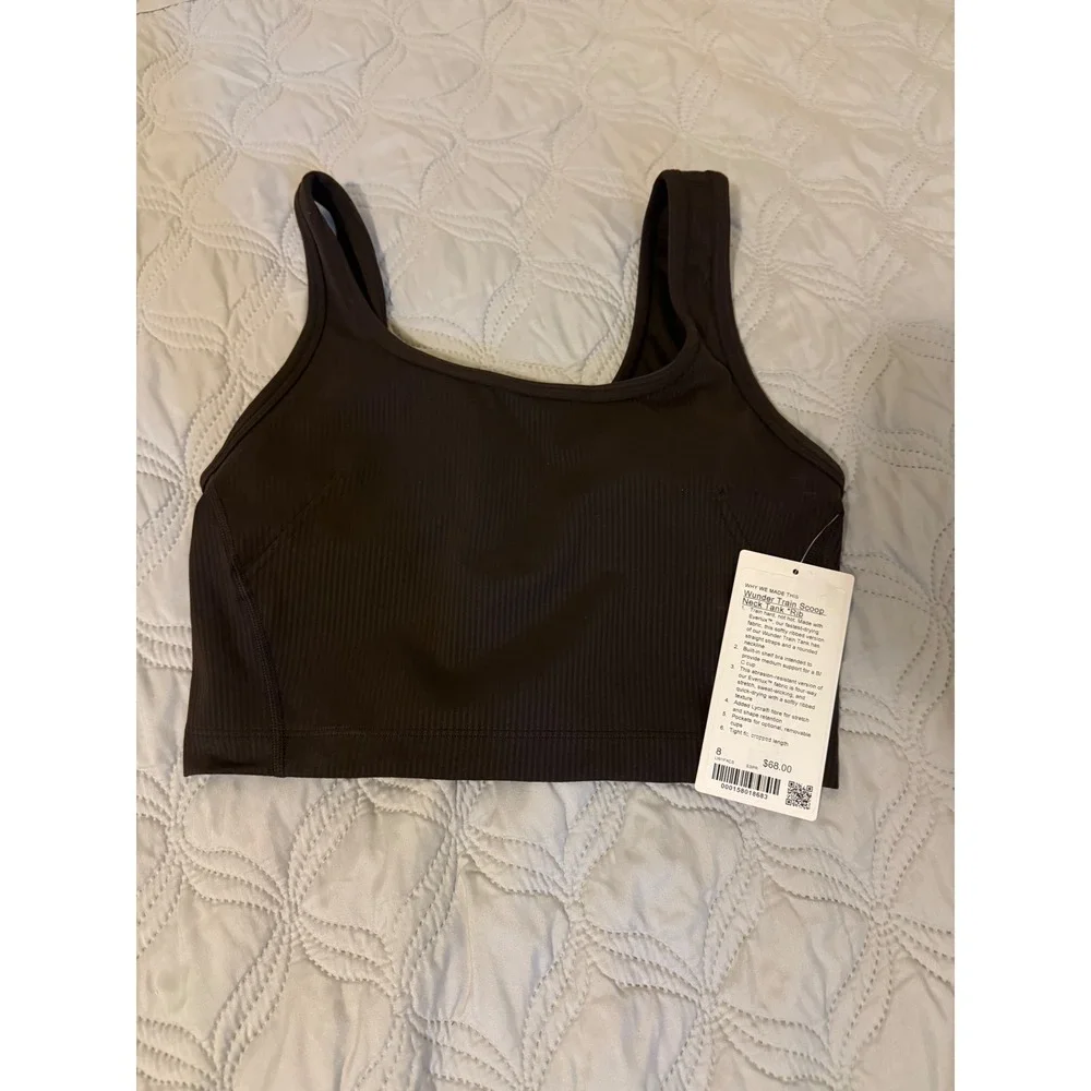 NWT Lululemon Wunder Train Scoop Neck Rib Tank Espresso Brown Size 8